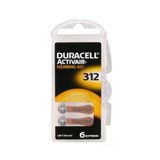 Duracell 312 Numara Düğme Kulaklık Pili İşitme Cihazı İçin 6'Lı Paket (Kdo)