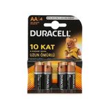 Duracell 4'lü AA Kalem Pil 1,5 V Alkalin Uzun Ömürlü Tek Kullanımlık Pil