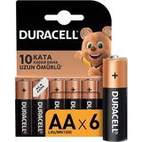 Duracell 6'lı AA Kalem Pil 1,45 V Yüksek Performanslı Uzun Ömürlü Güç Kaynağı