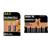 Duracell AA 2500 mAh 2'li Şarj Edilebilir + LR03-MN2400 10’lu Paket Pil