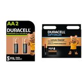 Duracell AA 2500 mAh 2'li Şarj Edilebilir + LR03-MN2400 8’li Paket Pil