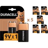 Duracell Alkalin 9 V Piller, 6LR61/MN1604 5'li Paket - 5 Adet