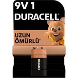 Duracell Alkalin 9V Pil, (6LR61 / MN1604), 1'li Paket 2 ADET