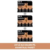 Duracell Alkalin AA Kalem Pil 1,5V 8'li Paket x 3 Uzun Ömürlü Tek Kullanımlık Piller (LR03 / MN2400)