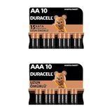 Duracell Alkalin AA Kalem Piller, 1,5 V LR6/MN1500, 10’lu Paket + Duracell Alkalin AAA İnce Kalem Piller, 1,5 V LR03/MN2400, 10’lu Paket