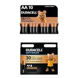 Duracell Alkalin AA Kalem Piller, 1,5 V LR6/MN1500, 10’lu Paket + Duracell Optimum AA Alkalin Kalem Piller, 1,5 V LR6/MN1500, 8’li Paket