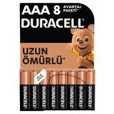 Duracell Alkalin AAA İnce Kalem Pil, 1,5 V LR03/MN2400, 8'li paket