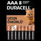 Duracell Alkalin AAA İnce Kalem Pil 1,5 V LR03/MN2400 Uzun Ömürlü 8'li Paket Tek Kullanımlık