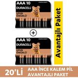 Duracell Alkalin Aaa Ince Kalem Pil, 1,5V 20 Li Paket 50003941342872 - 20 Adet