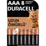 Duracell Alkalin AAA İnce Kalem Pil 1,5V (LR03 / MN2400) 8'li Paket 3 ADET