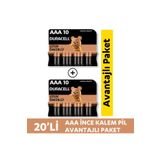 Duracell Alkalin Aaa İnce Kalem Pil 1,5V Lr03/Mn2400 20'Li Paket