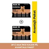 Duracell Alkalin AAA İnce Kalem Piller 20 adet