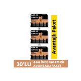 Duracell Alkalin Aaa Kalem Pil 1,5V Lr03/Mn2400 30'Lu Paket