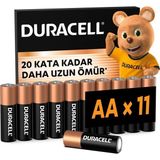 Duracell Basıc Aa Alkalin Kalem Pil (11'li Paket) – 1,5V - Çok Renkli - 10 Adet