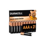 Duracell BASIC AAA İnce Alkalin Kalem Pil (21'li Paket) – 1,5V