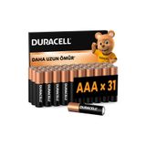 Duracell BASIC AAA İnce Alkalin Kalem Pil (31'li Paket) – 1,5V
