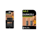 Duracell Cef14 4 Saat Pil Şarj Cihazı, 1 Adet + 2'şer Adet Şarj Edilebilir AA ve AAA Pil (Duracell CEF 14 Şarj Aleti, 1 Adet) + Duracell Şarj Edilebilir AA 2500 mAh Kalem Piller, 2'li
