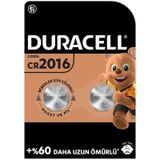 Duracell CR2016 3V 2'li Lityum Düğme Pil