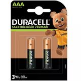 Duracell HR03 750 mAh 1.2V Şarj Edilebilir 2'li İnce Kalem Pil