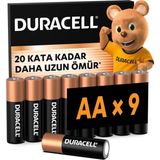 Duracell Kalem Pil Alkalin Aa 9'lu Paket - Çok Renkli