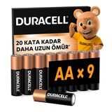 Duracell MN1500 AA 9'lu Alkalin Kalem Pil