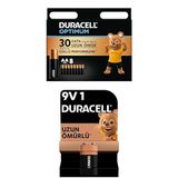 Duracell Optimum AA Alkalin Kalem Piller, 1,5 V LR6/MN1500, 8’li Paket + Duracell Alkalin 9 V Piller, 6LR61/MN1604 1'li Paket