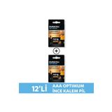 Duracell Optimum Aaa Alkalin İnce Kalem Pil 12’Li Paket 1,5V Lr6 Mx1500
