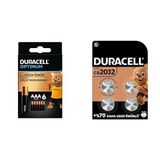 Duracell Optimum AAA Alkalin İnce Kalem Piller, 1,5 V LR03/MN2400, 6’lı Paket + Duracell Özel 2032 Lityum Düğme Pil 3 V, (CR2032) 4’lü Paket