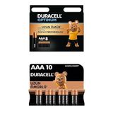 Duracell Optimum AAA Alkalin İnce Kalem Piller, 1,5 V LR03/MN2400, 8’li Paket + Duracell Alkalin AAA İnce Kalem Piller, 1,5 V LR03/MN2400, 10’lu Paket