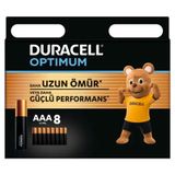 Duracell Optimum LR03-MN2400 1.5 V 8'li Paket Alkalin AAA İnce Kalem Piller