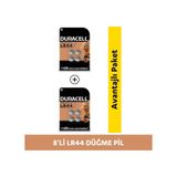 Duracell Özel LR44 Alkalin Düğme Pil 1,5V (76A / A76 / V13GA), 4'lü Paket x 2