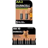 Duracell Şarj Edilebilir AA 2500 mAh Kalem Piller, 2'li + Duracell Alkalin AA Kalem Piller, 1,5 V LR6/MN1500, 10’lu Paket