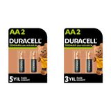 Duracell Şarj Edilebilir AA 2500 mAh Kalem Piller, 2'li + Duracell Şarj Edilebilir AA 1300 mAh Kalem Piller, 2'li
