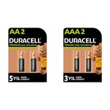 Duracell Şarj Edilebilir AA 2500 mAh Kalem Piller, 2'li + Duracell Şarj Edilebilir AAA 750 mAh İnce Kalem Piller, 2'li