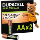 Duracell Şarj Edilebilir Aa Kalem Pil (2'li Paket), 1300 Mah Nimh | Ön Şarjlı - Yüksek Kapasiteli Şarj Edilebilir Aa Pil - Oyun Kumandaları Için - %0 Plastik Ambalaj - Acı Kahverengi - Bej
