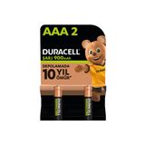 Duracell Şarj Edilebilir AAA İnce Kalem Pil (2'li Paket), 900 mAh NiMH,