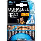 Duracell Turbo Max Alkalin AAA 8'li Kalem Pil