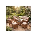 Durante Living Vera Prestige Rattan Bahçe Oturma Grubu 3+1+1+2 Puf+Masa Kahve