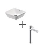 Duravit D-neo 40 Cm Kare Çanak Lavabo Ve D-neo Lavabo Bataryası Large Gri