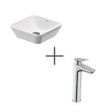 Duravit D-neo 40 Cm Kare Çanak Lavabo Ve No.1 Lavabo Bataryası Large Gri