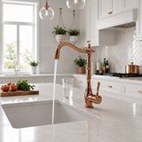 Durevo Rustik Vitange Mutfak Evye Bataryası- Zen Design Pirinç- 360° Oynar Başlık-ince Zarif Kulp BAKR