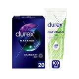 Durex Maraton Prezervatif 20'li + Naturals Pure Kayganlaştırıcı Jel 100 ML