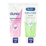 Durex Naturals Pure Kayganlaştırıcı Jel 100 mL 1 x 100 ml &Durex Naturals Extra Hassas Kayganlaştırıcı Jel 100 ml 1 Paket, 100 ML + 100 ML, Naturals + Extra Hassas Kayganlaştırıcı