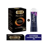Durex Nude Ultra İnce Prezervatif 24 Lü + Extreme Kayganlaştırıcı Jel Isı Aktaran Set