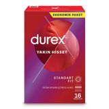 Durex Yakın Hisset Prezervatif, Kayganlaştırıcılı, Doğal Kauçuk Lateks, 10'lu Paket