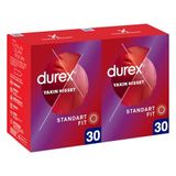 Durex Yakın Hisset Standart Fit Prezervatif 60'lı (30 x 2 Adet), Kokusuz, Lateks