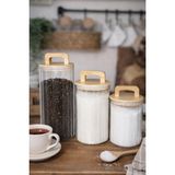 Durina Living 3’lü Vakumlu Kulplu Kapaklı Cam Kavanoz Seti – 1000 ml + 750 ml + 500 Ml, Kendinden Çizgili Desenli Borosilikat Cam, Bakliyat – Çay – Kahve – Şeker – Tuz Saklama Kavanozu