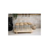Durina Living Standlı 12'Li 200ml Borosilikat Cam Bambu Vakum Kapaklı Baharatlık Seti 12 Ahşap Kaşık Ve 12 Etiket