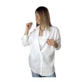 Durmaz Kadın Oversize Keten Gömlek, Beyaz, Standart Beden