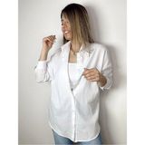 Durmaz Kadın Oversize Keten Gömlek Yeni Sezon Yazlık Gömlek - Standart - Beyaz